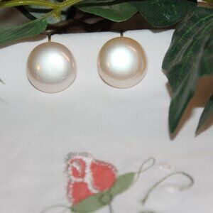 Vintage Marvella Faux Pearl Button Clip-On Earrings